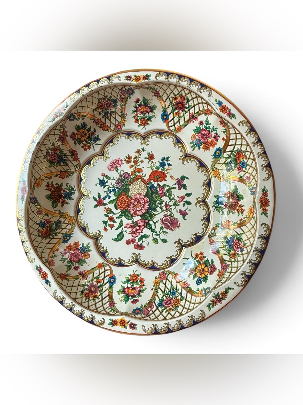 Vintage 1971 Daher Decorated Ware Floral Tin Bowl Made in England Colorful